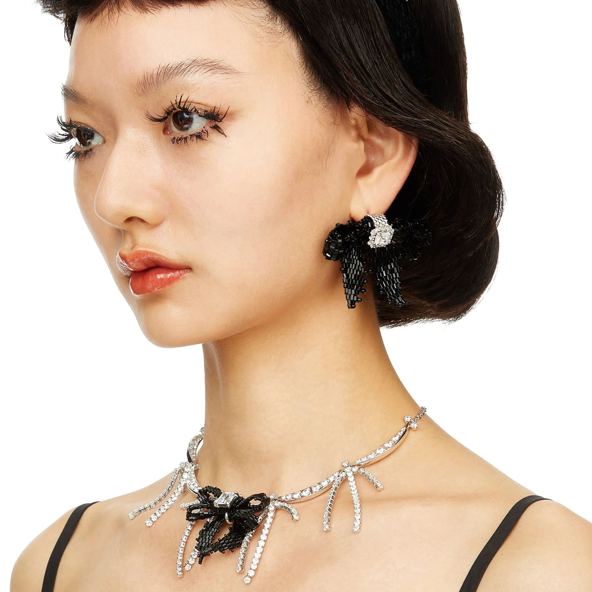 YVMIN X SHUSHUTONG / Square Gemstone Braided Bow Earring