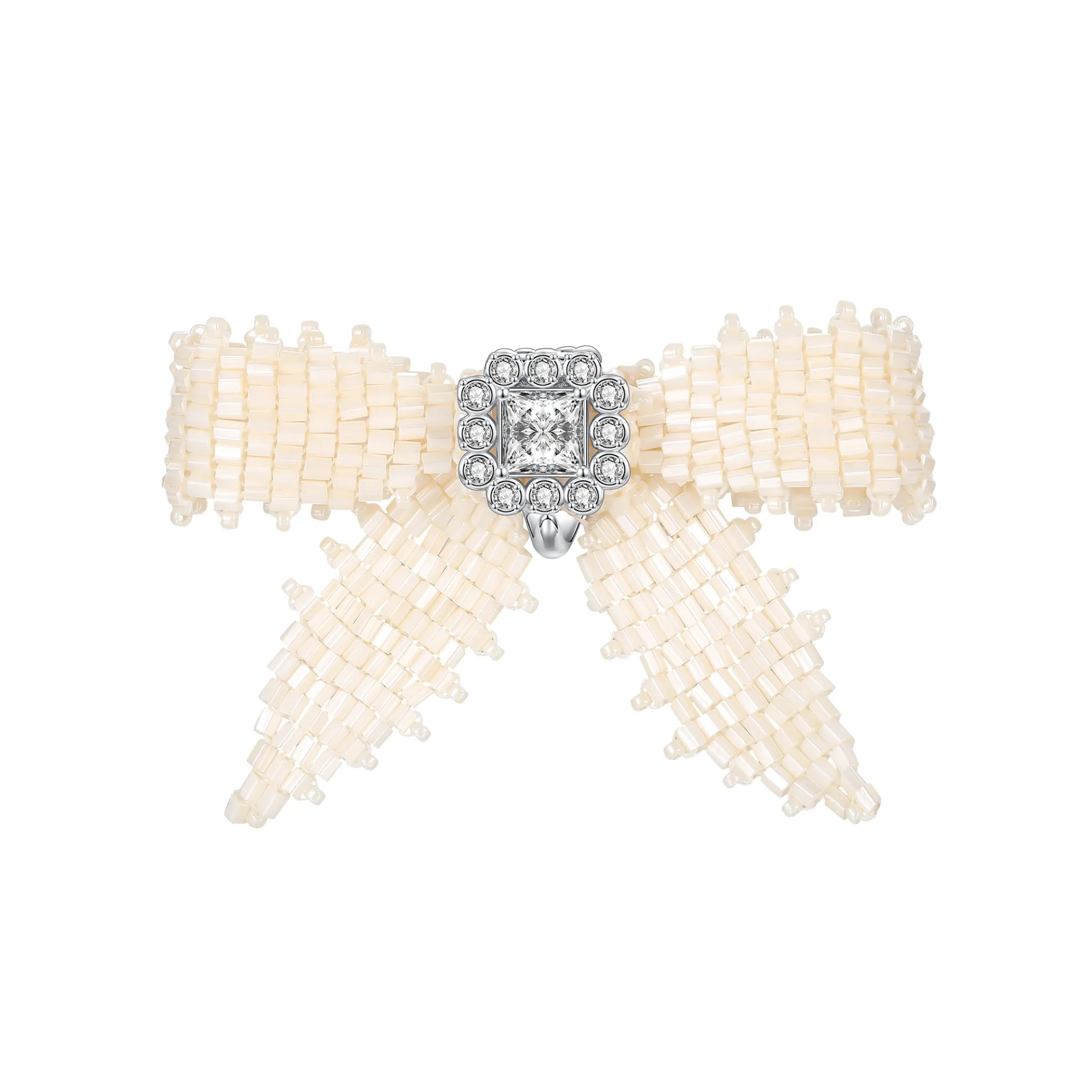 YVMIN X SHUSHUTONG / Square Gemstone Braided Bow Earring