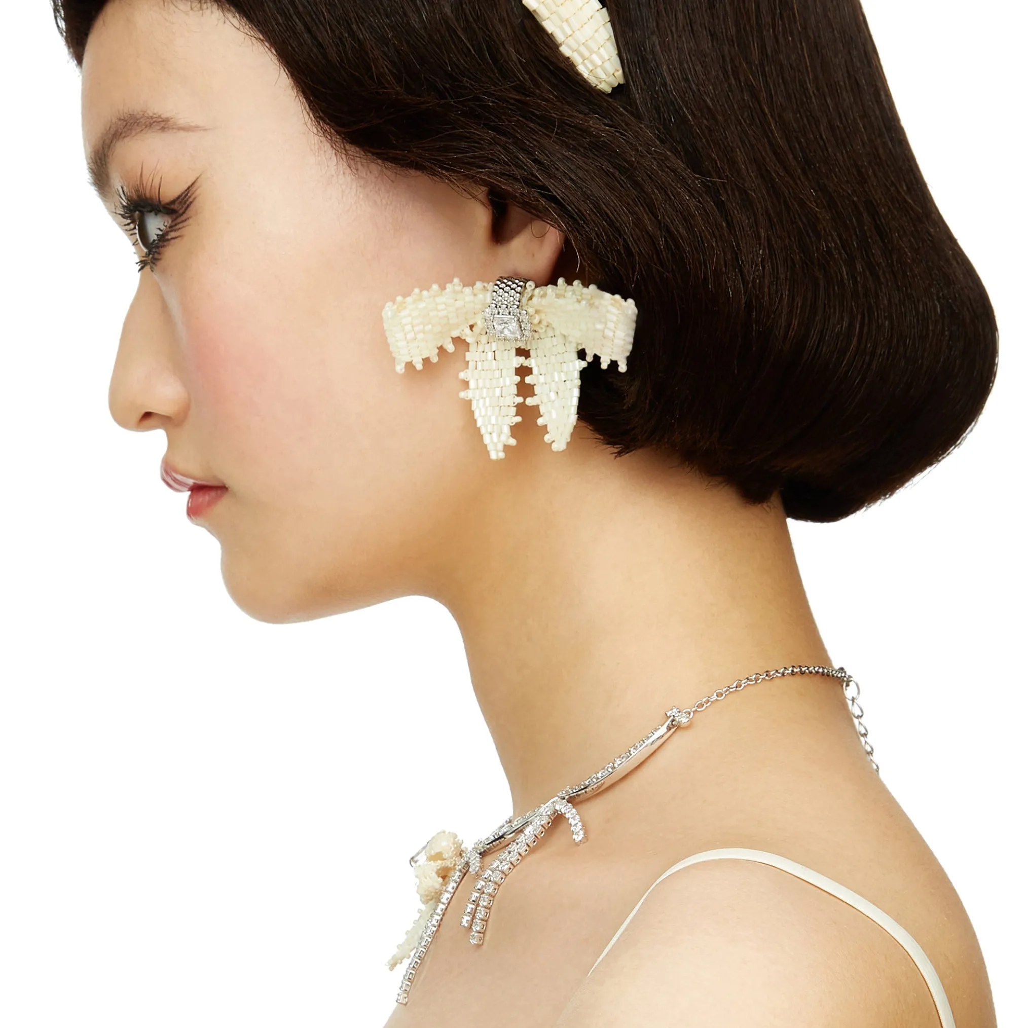 YVMIN X SHUSHUTONG / Square Gemstone Braided Bow Earring