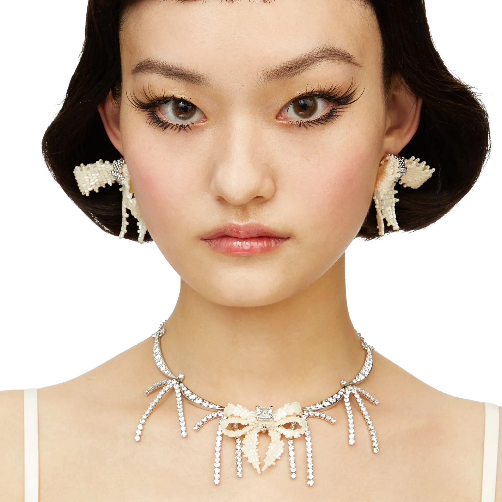 YVMIN X SHUSHUTONG / Square Gemstone Braided Bow Earring