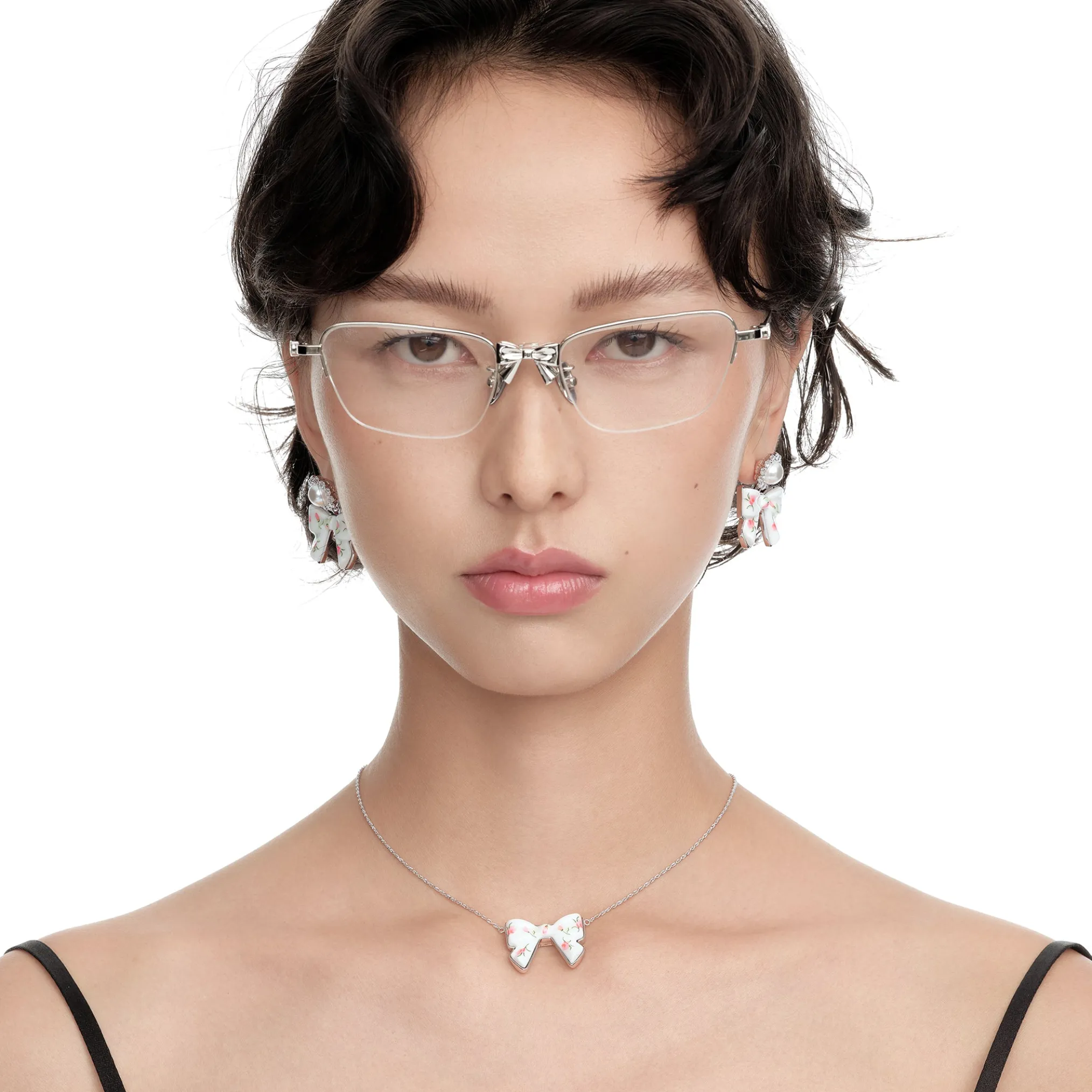 YVMIN X SHUSHUTONG / Double Side Ceramic Bowknot Necklace