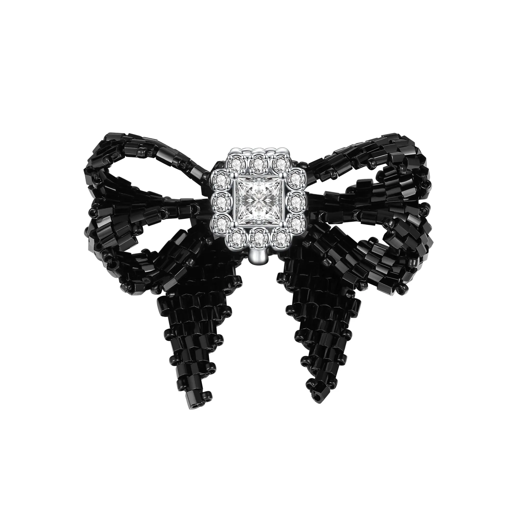 YVMIN X SHUSHUTONG / Square Gemstone Layers Braided Bow Earring