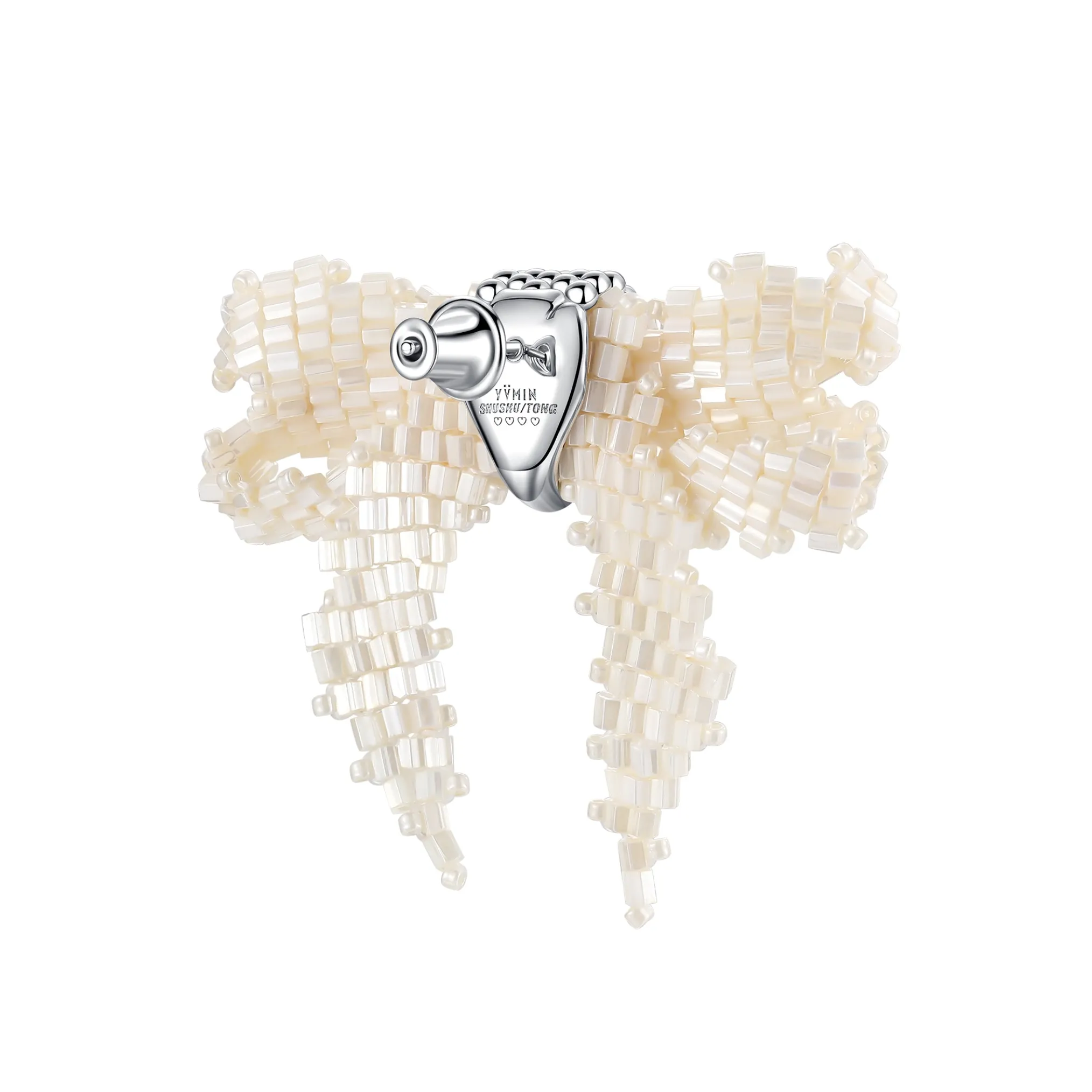 YVMIN X SHUSHUTONG / Square Gemstone Layers Braided Bow Earring