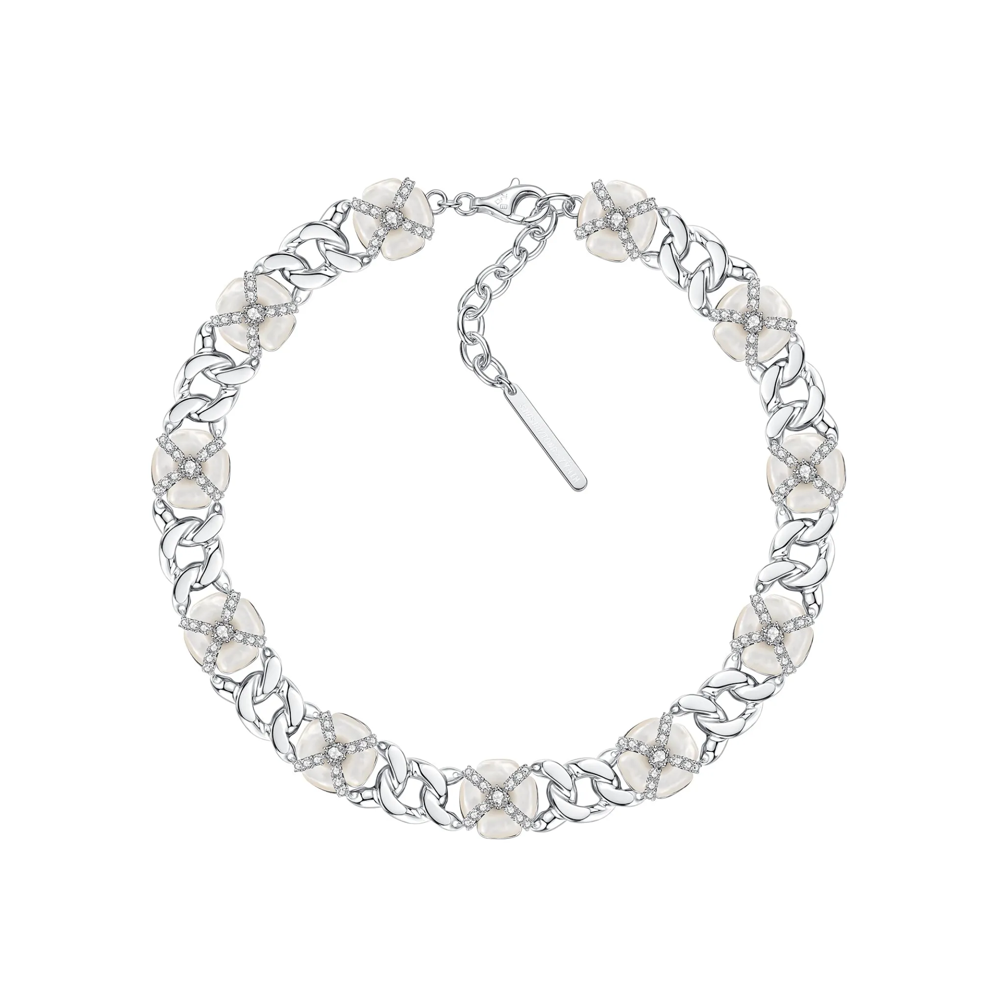 YVMIN X SHUSHUTONG / Natural Gemstone Cross Flower Chain Necklace