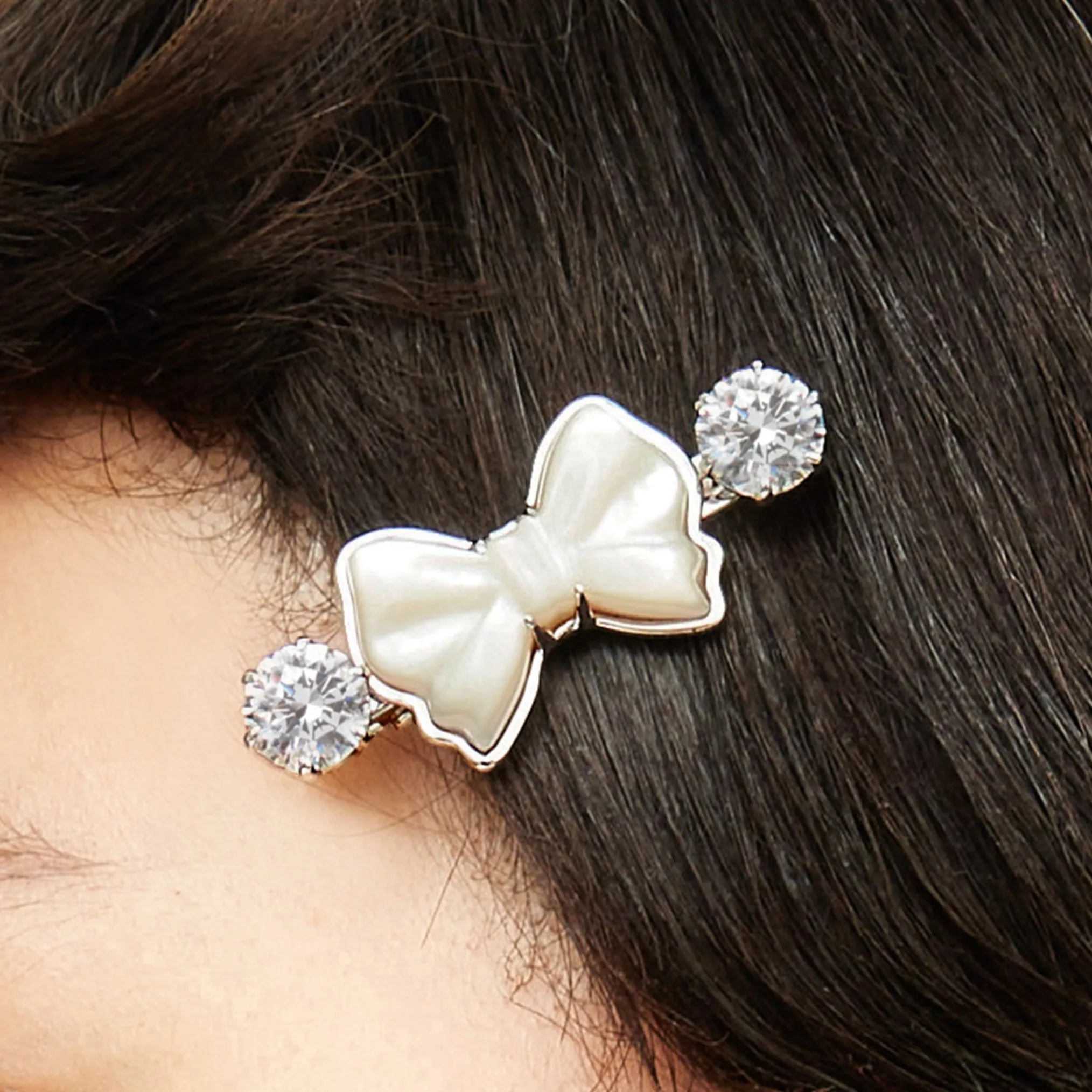 YVMIN X SHUSHUTONG / Double Jeweled Sculpture Bowknot Hair Clip