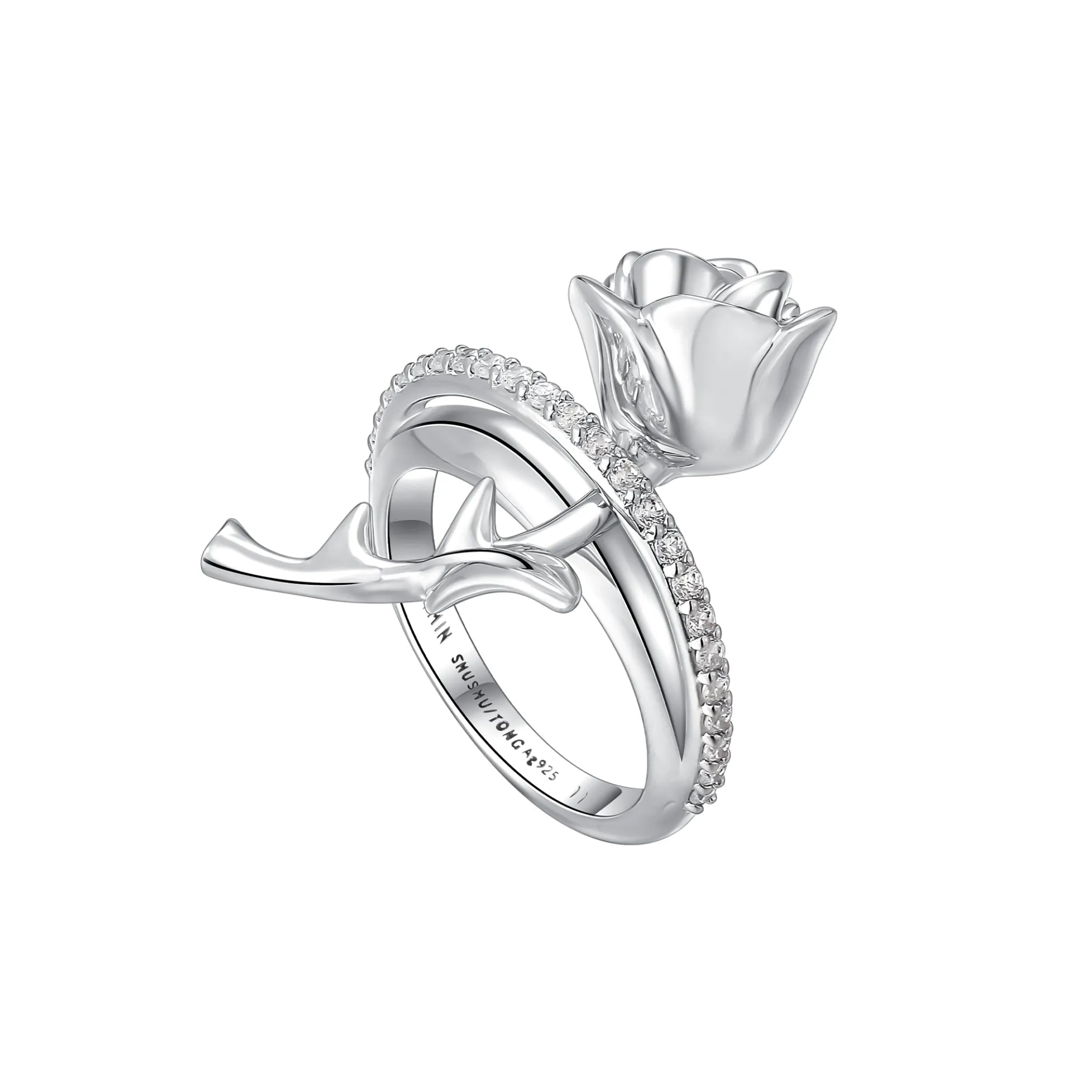 YVMIN X SHUSHUTONG / Floral Single Row Gemstone Rose Ring