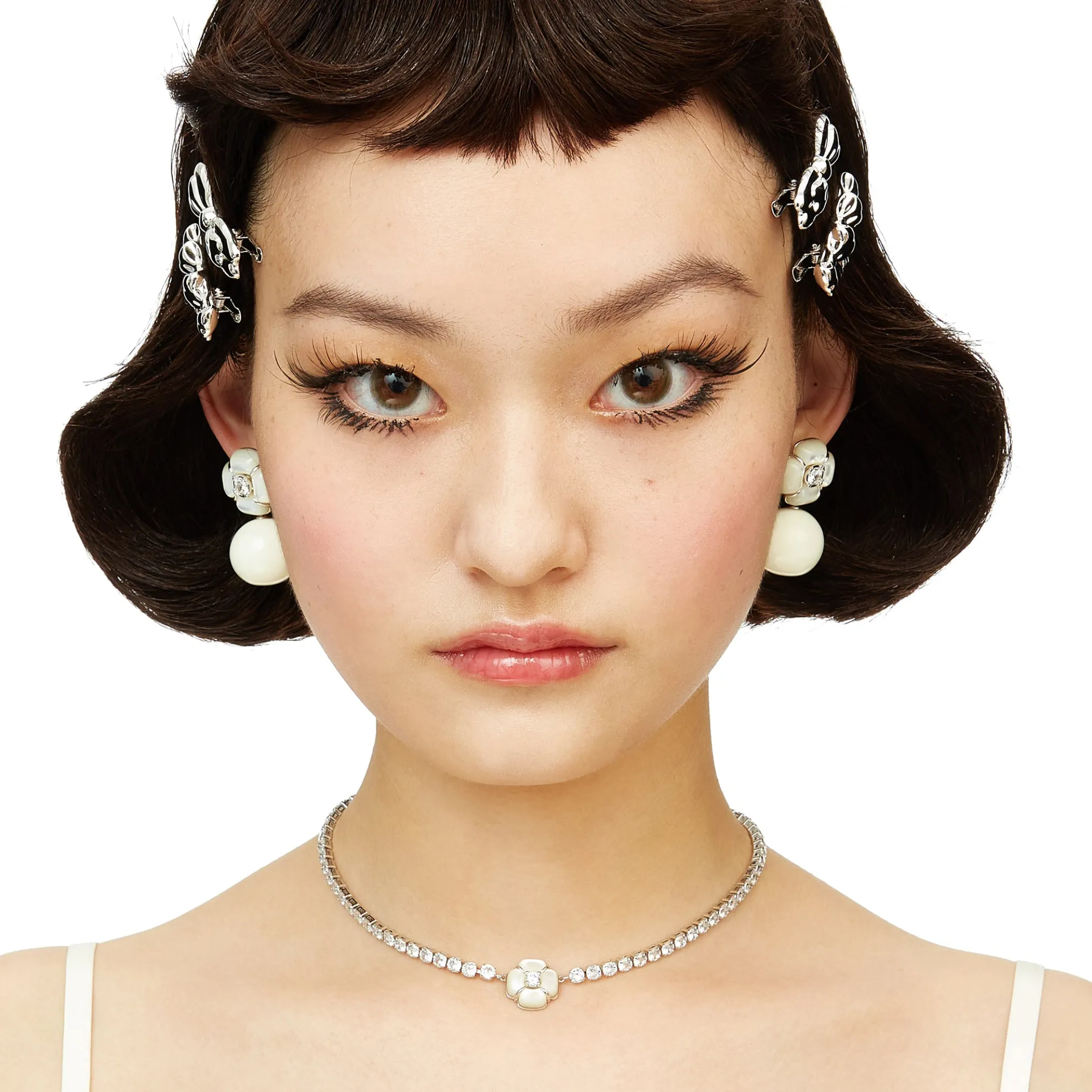 YVMIN X SHUSHUTONG / Natural Gemstone Chain Flower Short Necklace