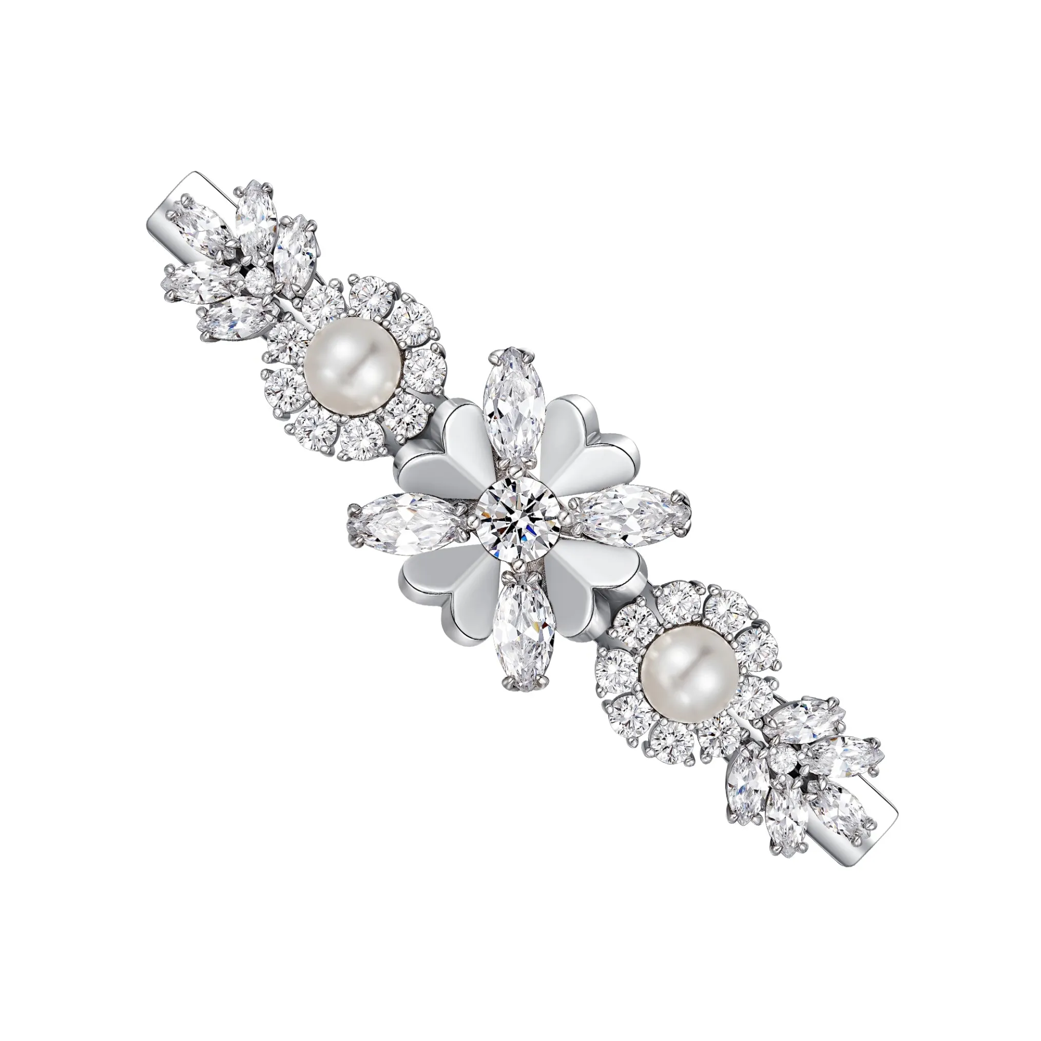 YVMIN X SHUSHUTONG / Gemstone Cross Flower Pearl Hair Clip