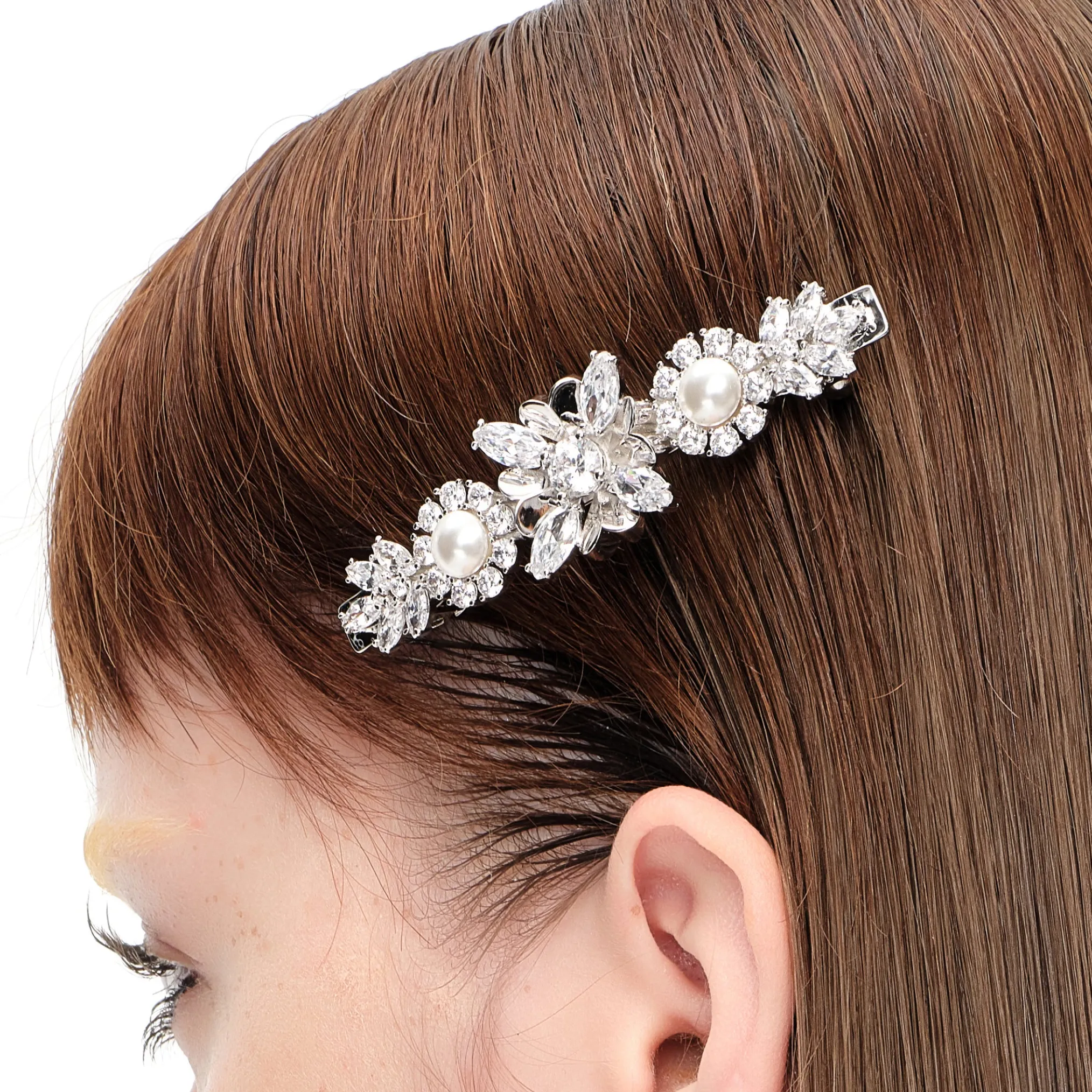 YVMIN X SHUSHUTONG / Gemstone Cross Flower Pearl Hair Clip