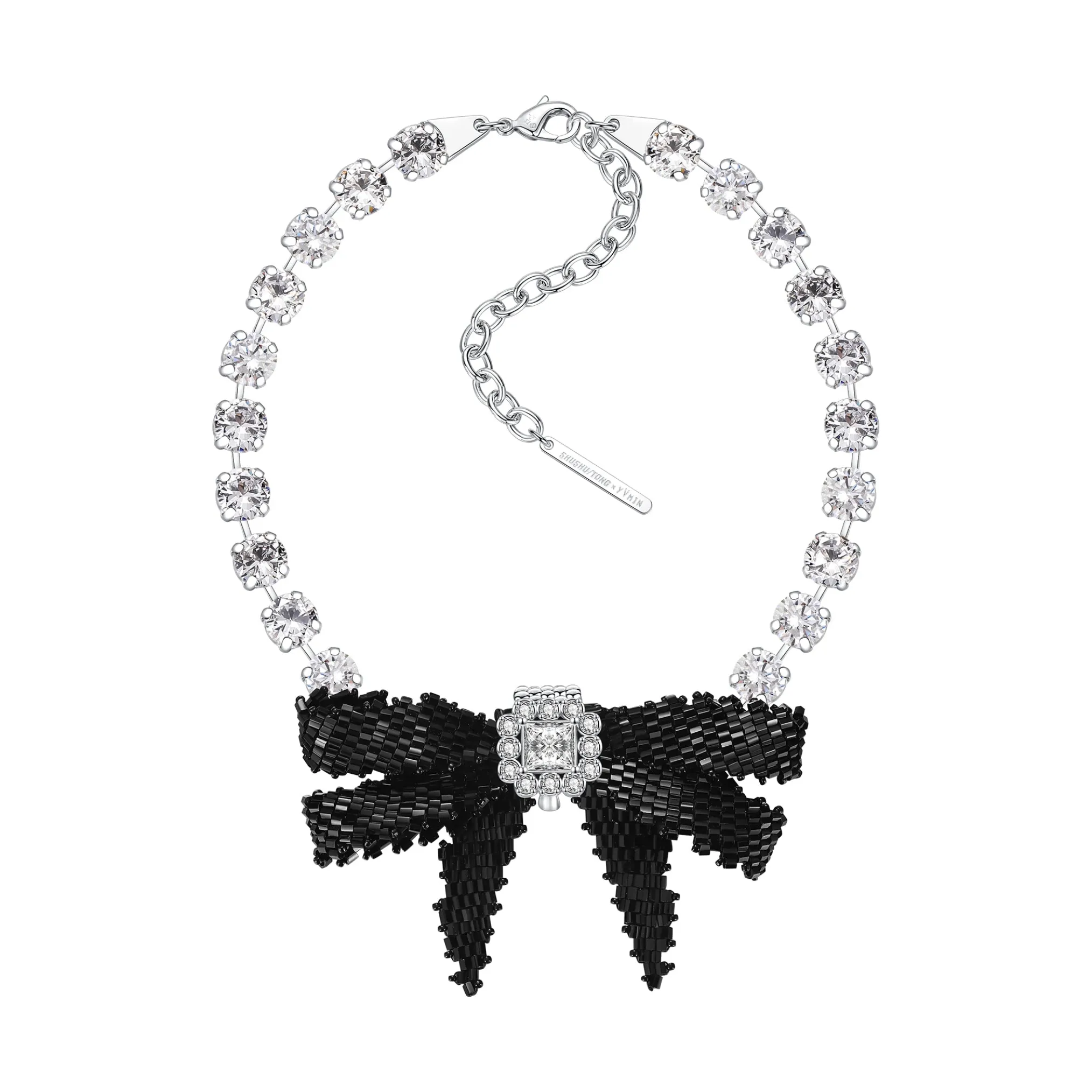YVMIN X SHUSHUTONG / Gemstone Chain Braided Bow Necklace