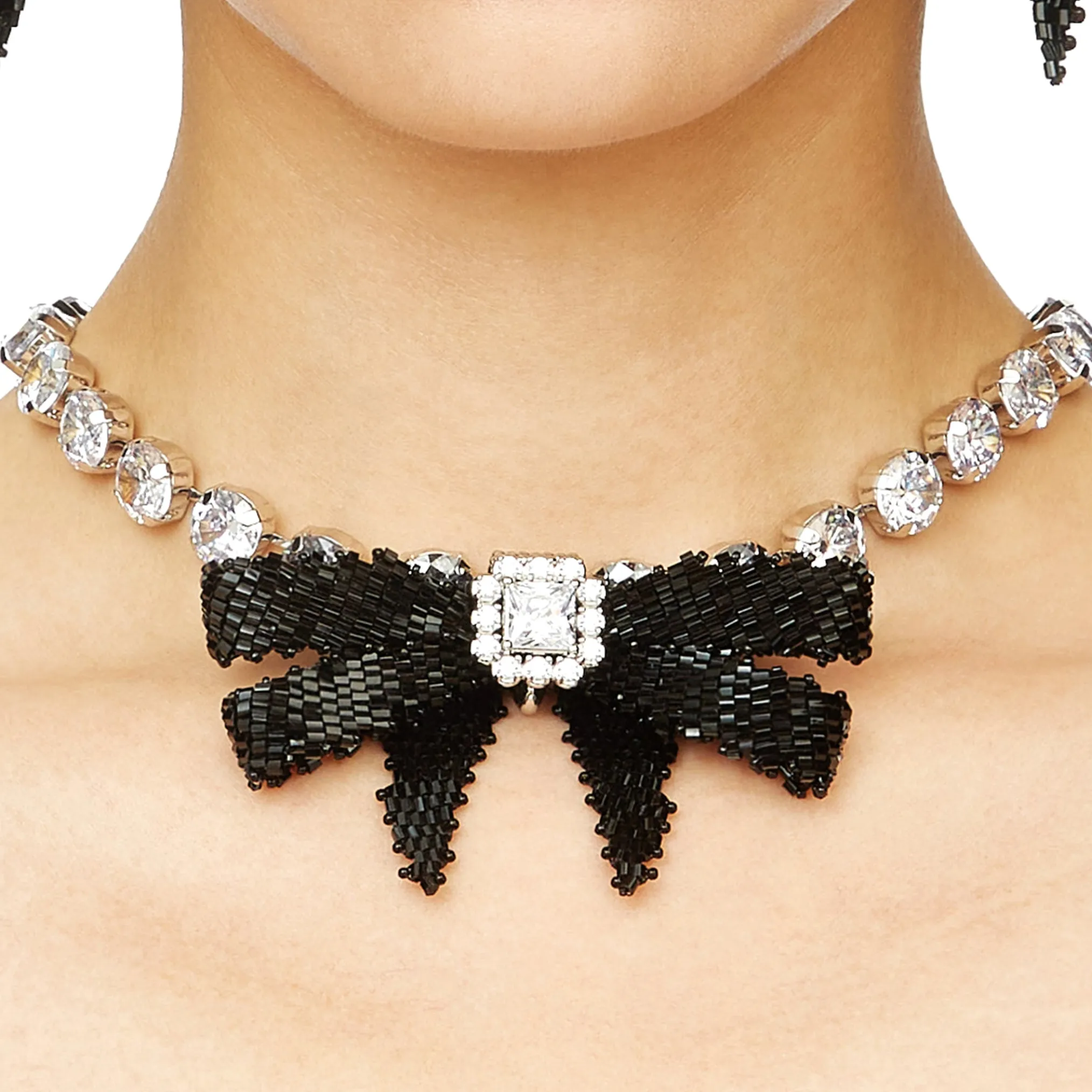 YVMIN X SHUSHUTONG / Gemstone Chain Braided Bow Necklace