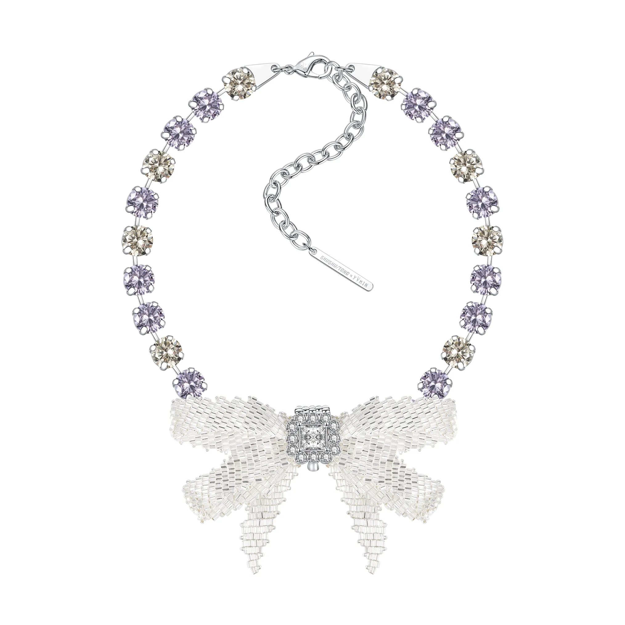 YVMIN X SHUSHUTONG / Gemstone Chain Braided Bow Necklace