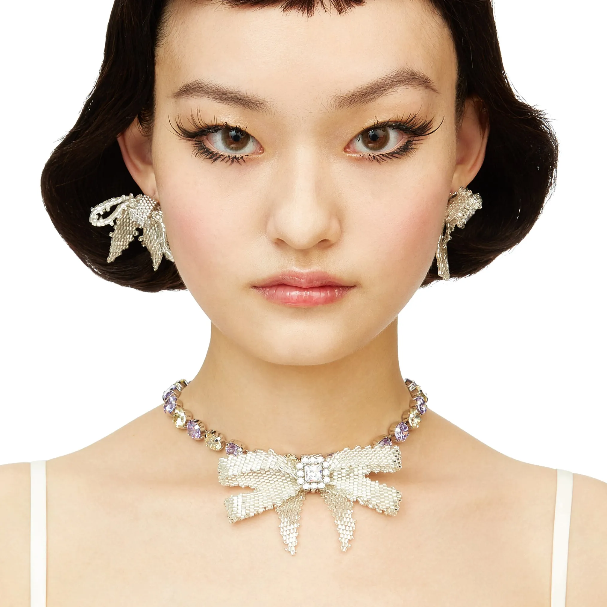 YVMIN X SHUSHUTONG / Gemstone Chain Braided Bow Necklace