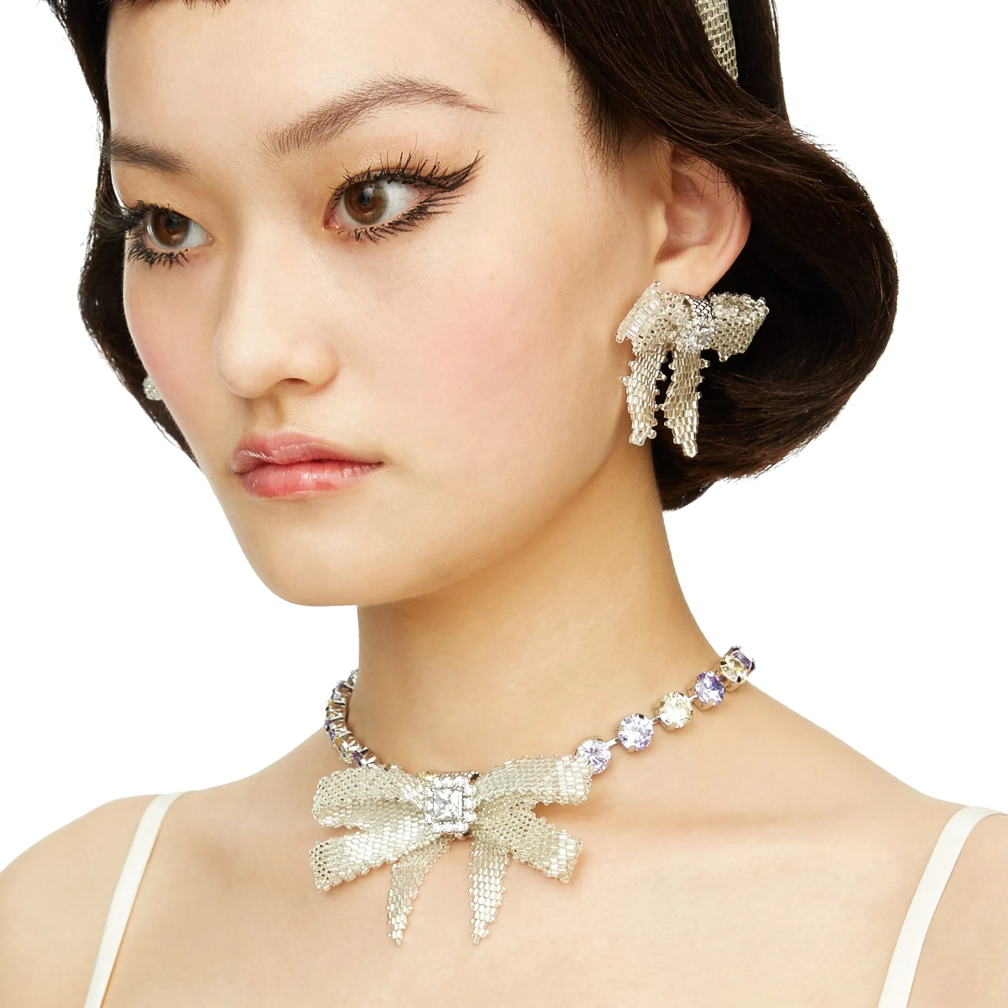 YVMIN X SHUSHUTONG / Gemstone Chain Braided Bow Necklace