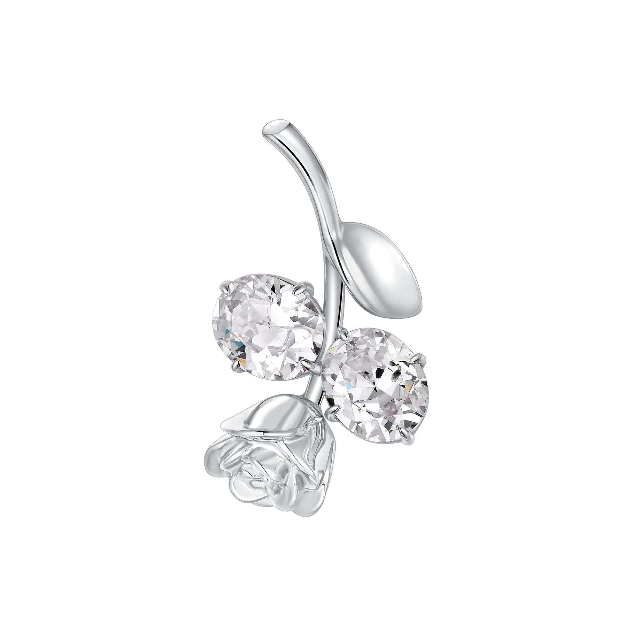 YVMIN X SHUSHUTONG / Inverted Gemstone Leaf Metal Rose Earring